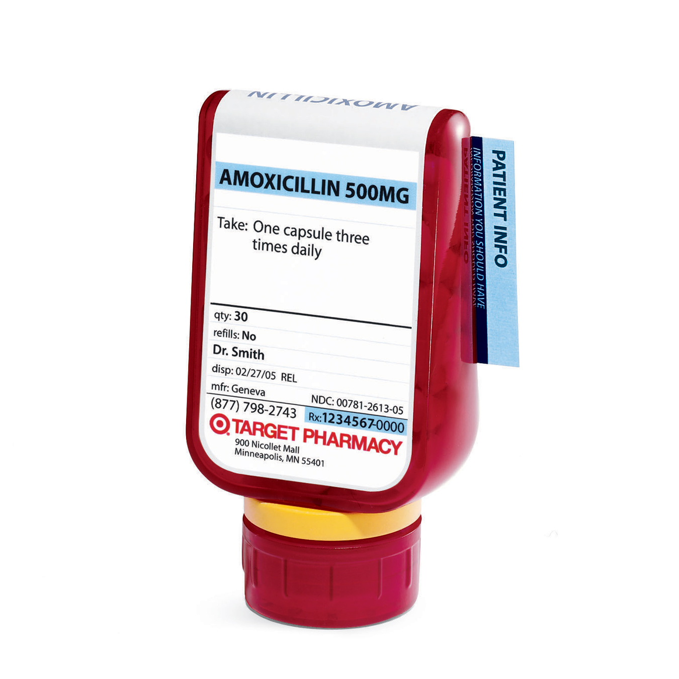 An image of Deborah Adler’s ClearRx Medication System, a pill bottle design that prioritizes the information needed by a patient through scale and color.